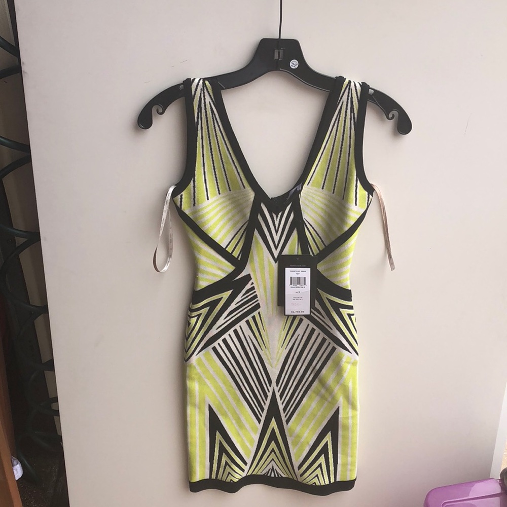 BRY small green black and white dress HerveLeger